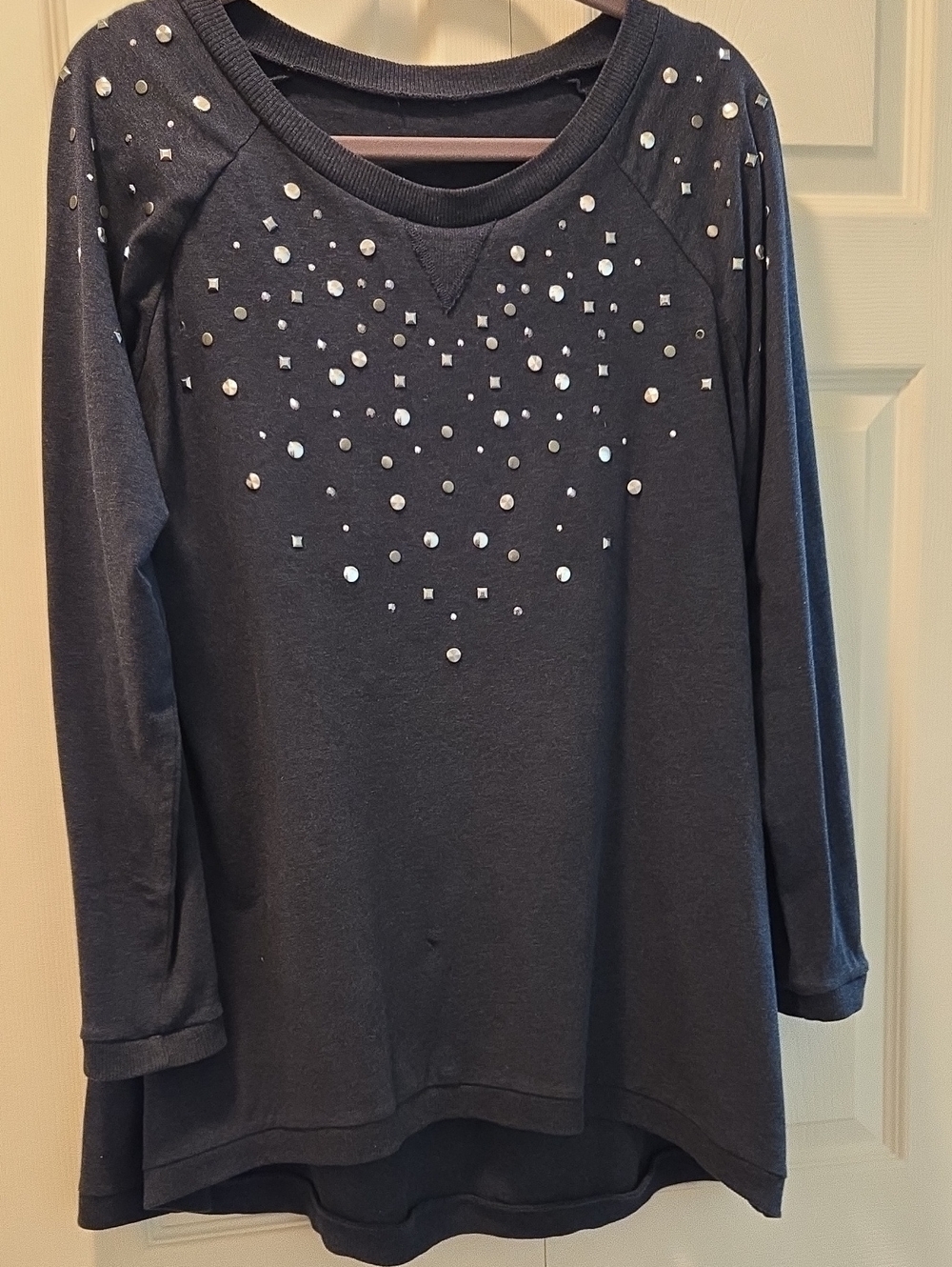 Dark Gray Embellished Long Sleeve Tunic